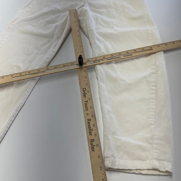Zara Pants Womens 2 White Paperbag Waist Barrel Leg Corduroy High Rise - Picture 9 of 9